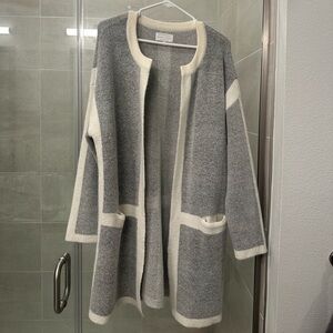 Eileen Fisher Gray and Cream Cardigan